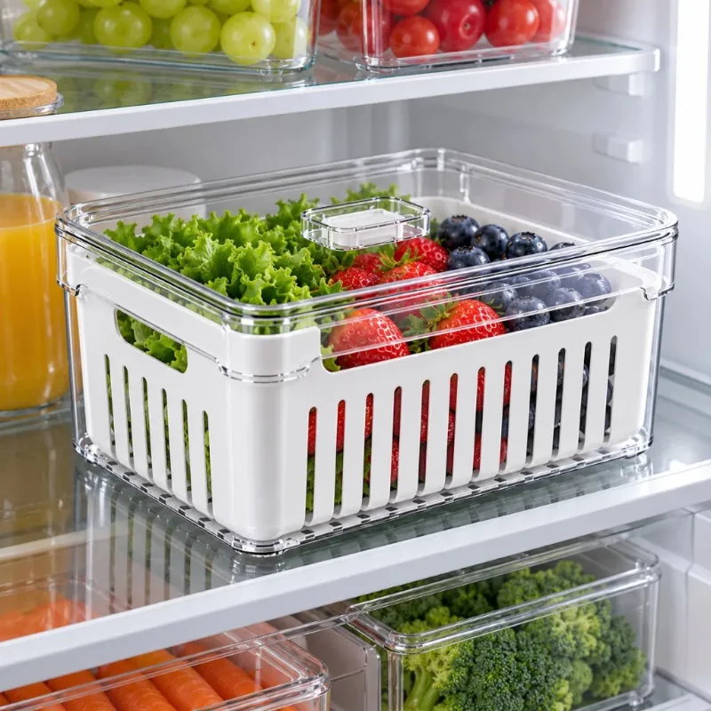 Kit Organizador de Geladeira Acrílico com Tampa para Alimentos - Imagem 7