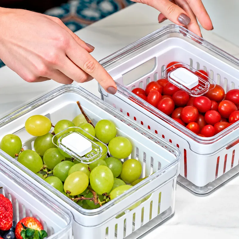 Kit Organizador De Geladeira Acrilico Com Tampa Para Alimentos