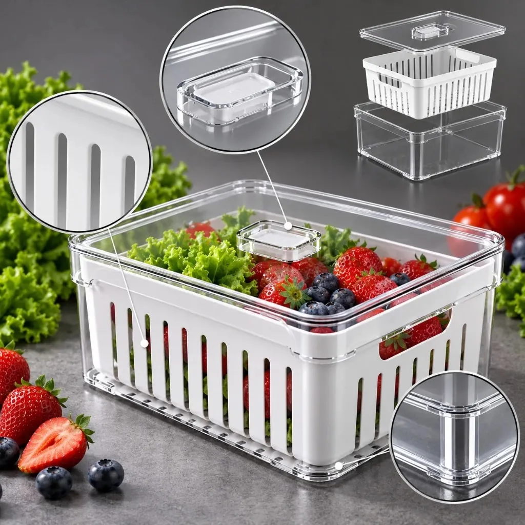 Kit Organizador de Geladeira Acrílico com Tampa para Alimentos - Imagem 5