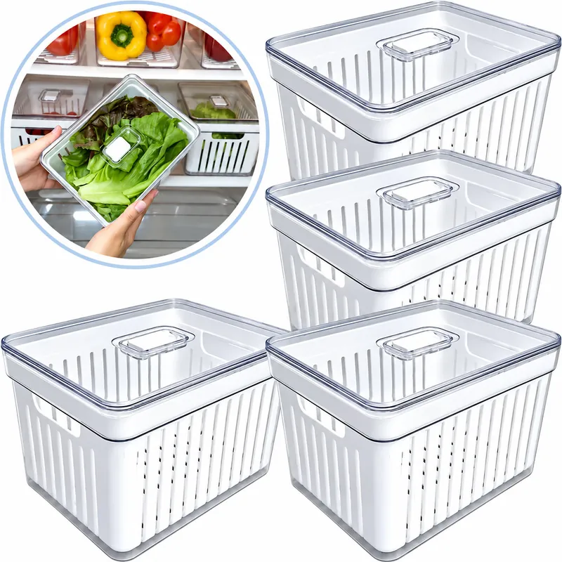 Kit Organizador de Geladeira Acrílico com Tampa para Alimentos - Imagem 4