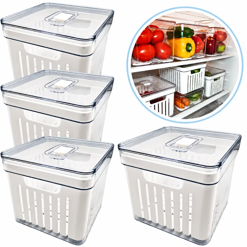 Kit Organizador de Geladeira Acrílico com Tampa para Alimentos - Imagem 6
